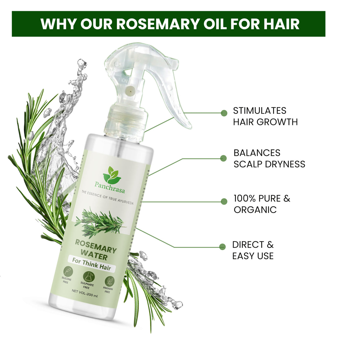 Rosemary Water Spray For Hair Growth (200 ml) | Hair Spray for Regrowth | Rosemary Hair Mist