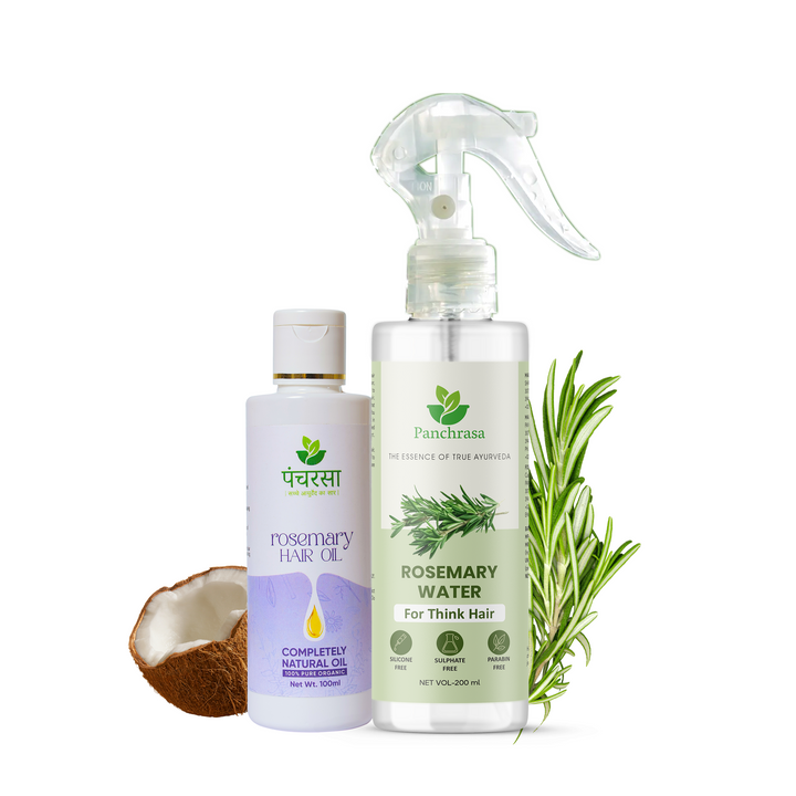 Panchrasa Hair Growth & Strength Kit | Rosemary Ayurvedic Hair Oil + Pure Rosemary Water